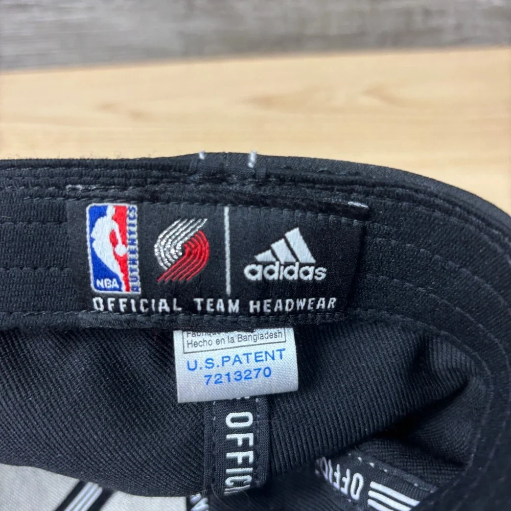 Portland Trail‎ Blazers Hat Cap Fitted Small Black NBA Basketball Adidas